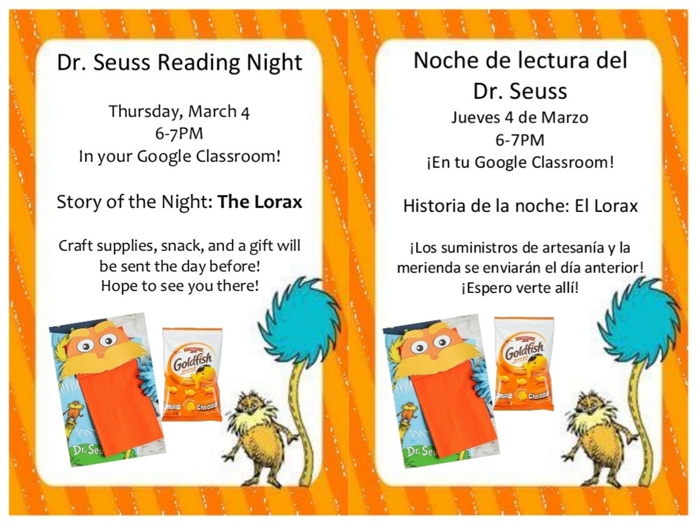Dr. Seuss Reading night information