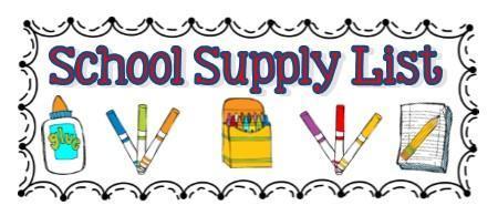 school supply list with glue markers crayons paper and pencil