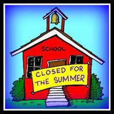 school house with closed for the summer sign