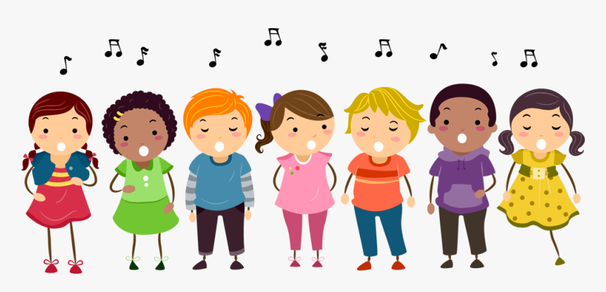 illustrated image of children singing